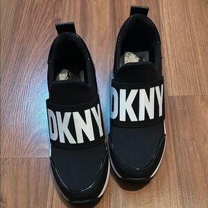 DKNY Black and White Slip-On Shoes